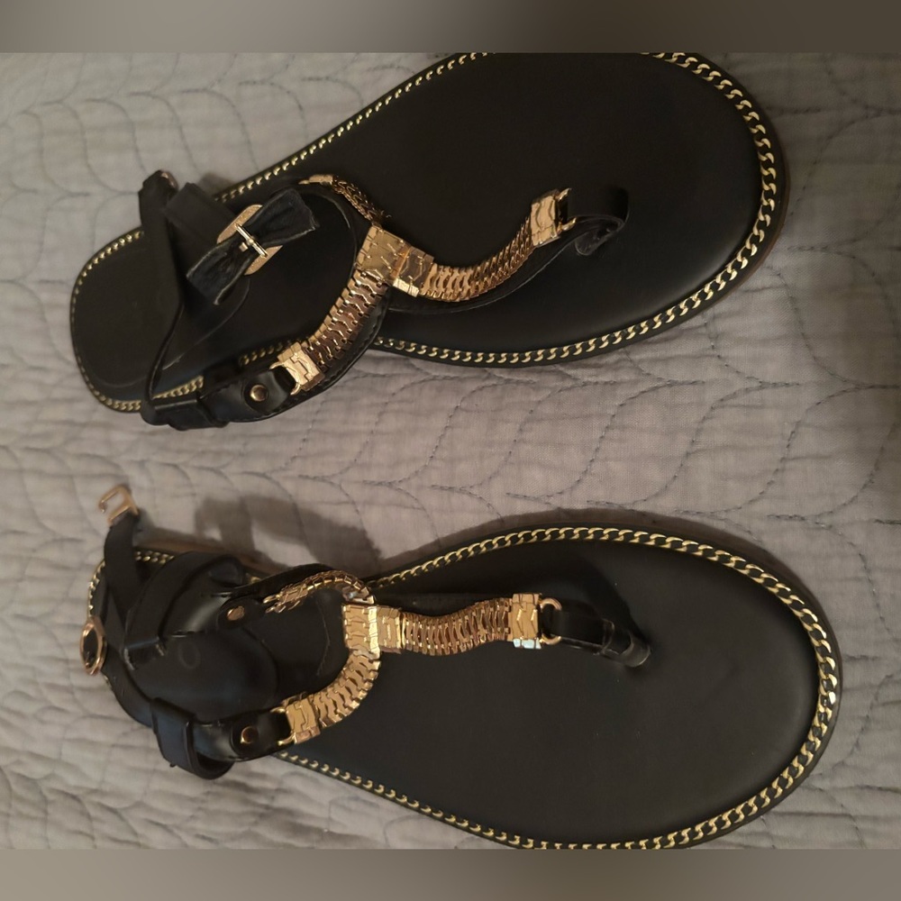 Black and Gold Women's Sandals